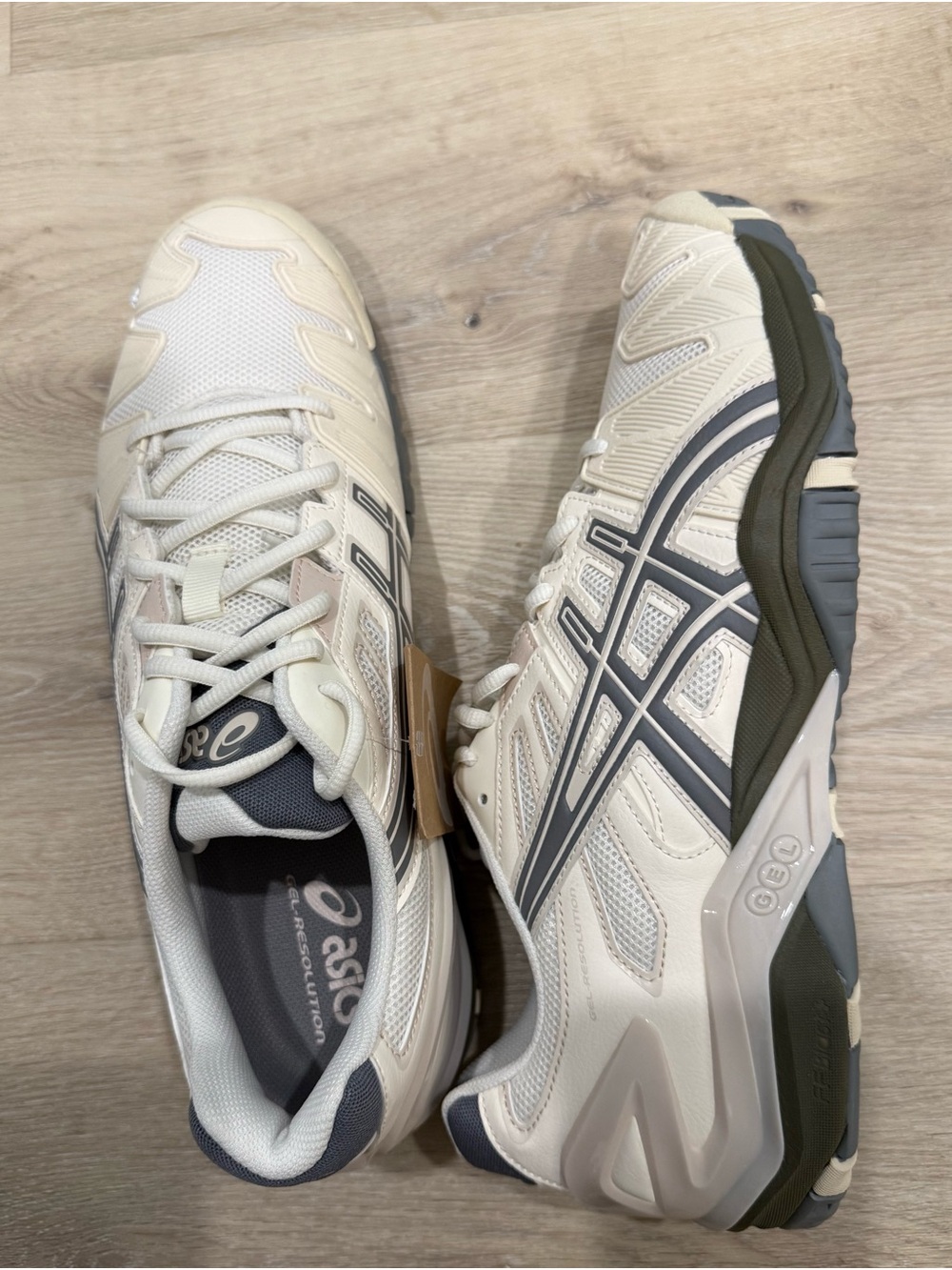 Asics Cream, Gray & Olive Gel-Resolution Athletic Shoes